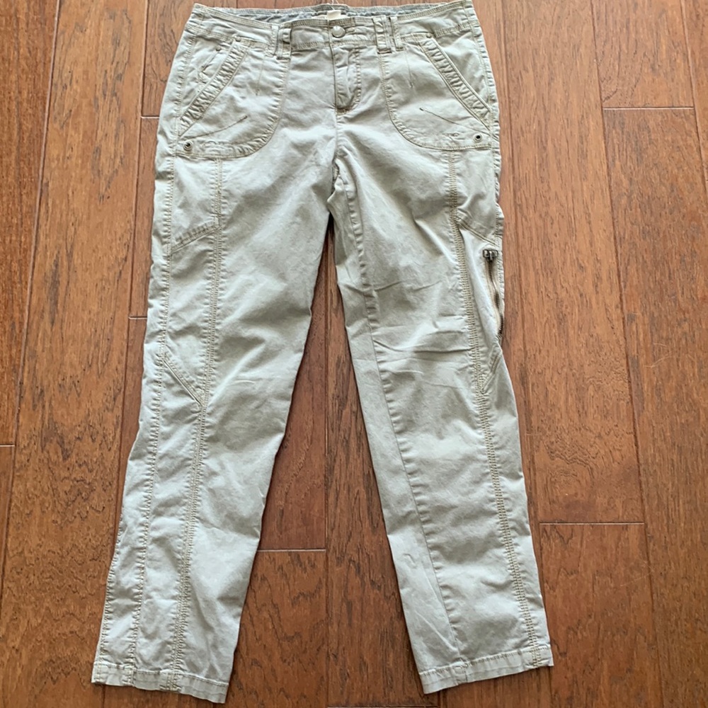 Blue Earth Explorer Cargo Pants size 8 Khaki Stretch Hiking Travel Slim